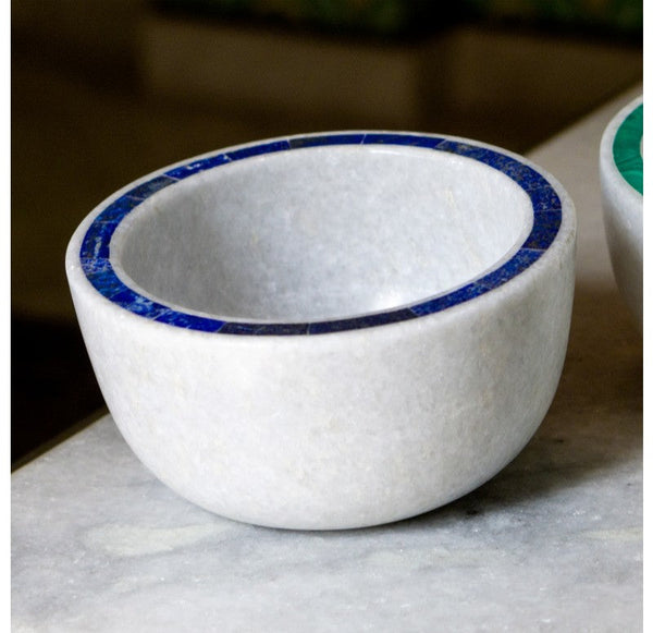 Bowl, Marble w/ Malachite Inlay/Lapis Inlay  by Gold Leaf Design Group | Decorative Bowls | Modishstore-8