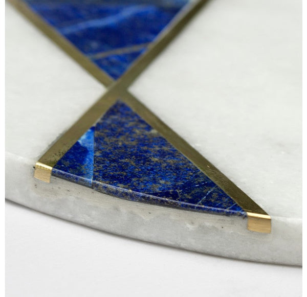 Marble Platter w/ Lapis & Brass by Gold Leaf Design Group | Wall Decor | Modishstore-5