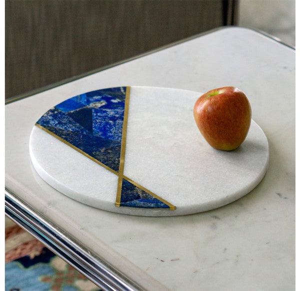 Marble Platter w/ Lapis & Brass by Gold Leaf Design Group | Wall Decor | Modishstore-2