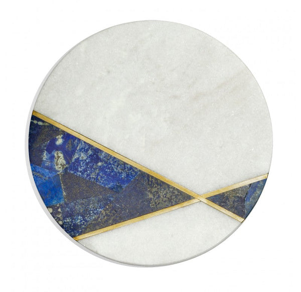 Marble Platter w/ Lapis & Brass by Gold Leaf Design Group | Wall Decor | Modishstore-4