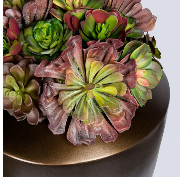 Succulent Mix Burgundy in Barrel Planter, SM by Gold Leaf Design Group | Botanicals | Modishstore-2