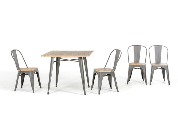 Vig Furniture Modrest T-14005 Modern Grey Metal and Wood Square Dining Table | Modishstore | Dining Tables-2