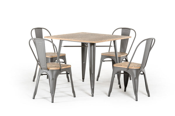 Vig Furniture Modrest T-14005 Modern Grey Metal and Wood Square Dining Table | Modishstore | Dining Tables-3