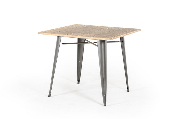 Vig Furniture Modrest T-14005 Modern Grey Metal and Wood Square Dining Table | Modishstore | Dining Tables-4