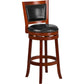 30'' High Light Cherry Wood Barstool With Open Panel Back And Black Leathersoft Swivel Seat By Flash Furniture | Bar Stools | Modishstore