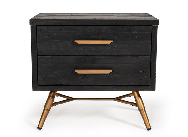 Vig Furniture Modrest Tabitha Modern Dark Brown Recycled Pine Nightstand | Modishstore | Nightstands