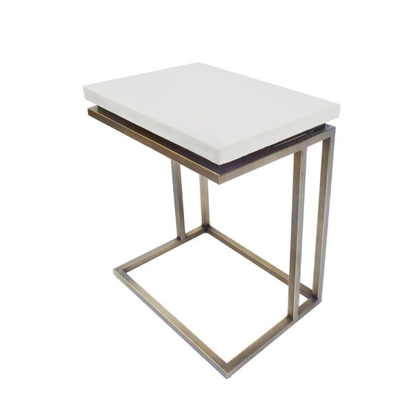 Vig Furniture Modrest Lansing Modern White Concrete & Antique Brass End Table | Modishstore | End Tables