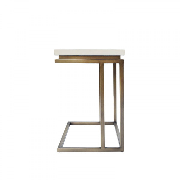 Vig Furniture Modrest Lansing Modern White Concrete & Antique Brass End Table | Modishstore | End Tables-3