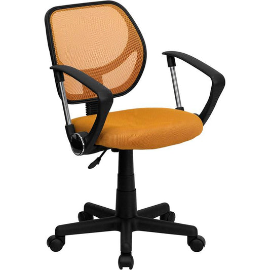Low Back Orange Mesh Swivel Task Office Chair With Arms By Flash Furniture | Office Chairs | Modishstore