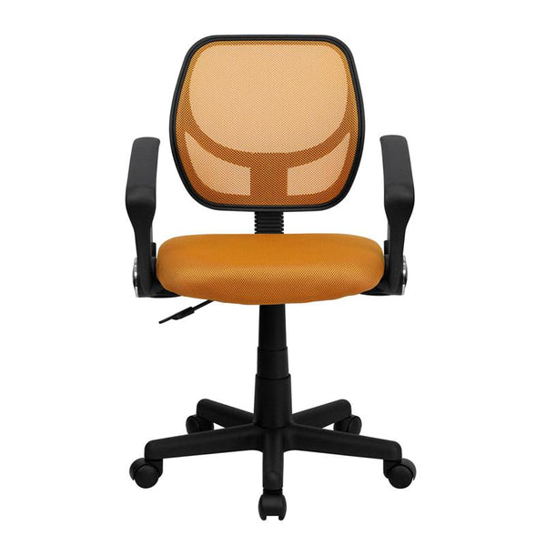Low Back Orange Mesh Swivel Task Office Chair With Arms By Flash Furniture | Office Chairs | Modishstore - 4