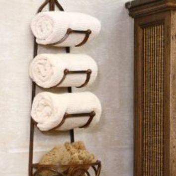 Kalalou Rustic Towel Rack With Bracket-2