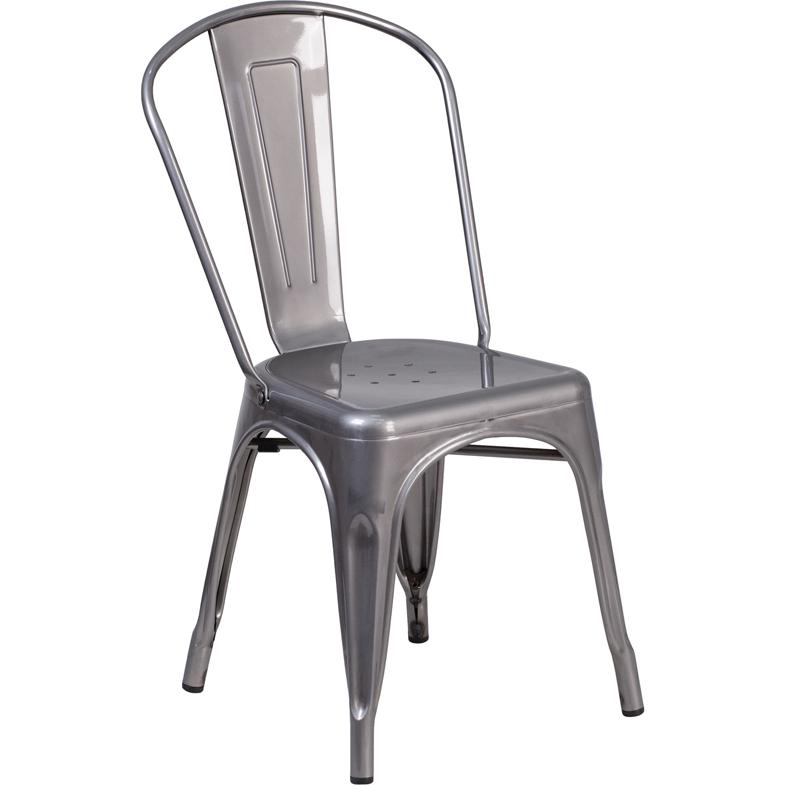 Clear Coated Metal Indoor Stackable Chair By Flash Furniture | Side Chairs | Modishstore