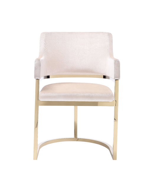 Vig Furniture Modrest Tulsa Modern Cream Velvet & Gold Dining Chair | Modishstore | Dining Chairs