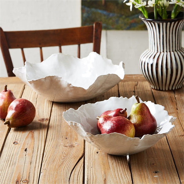 Tozai Home White Free Form Ceramic Bowls - 2Pc/Box - Set Of 2
