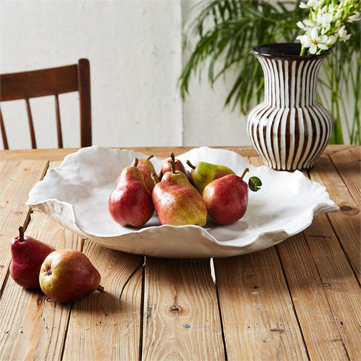 Tozai Home Large White Free Form Ceramic Bowl - Set Of 2